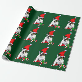 Bulldog in der Weihnachtsmannmütze Weihnachten Geschenkpapier