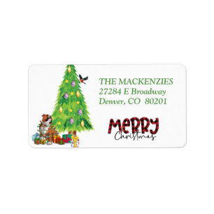 BullDog in Holiday Lights Rücksendeadresse L Adressaufkleber