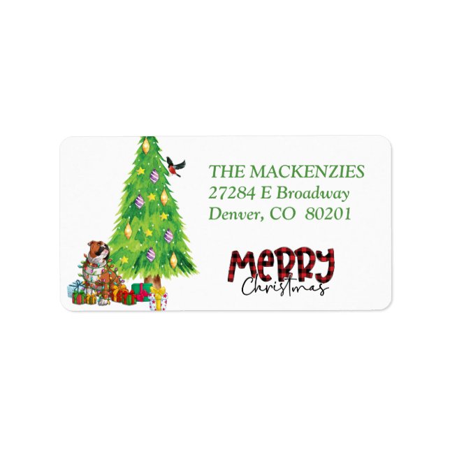 BullDog in Holiday Lights Rücksendeadresse L Adressaufkleber (Vorne)