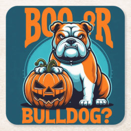 Bulldog in Pop Art Styls Halloween Rechteckiger Pappuntersetzer