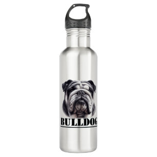 Bulldog in Schwarz und Weiß Edelstahlflasche