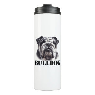Bulldog in Schwarz und Weiß Thermosbecher