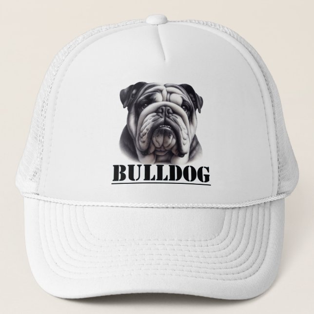 Bulldog in Schwarz und Weiß Truckerkappe (Vorderseite)