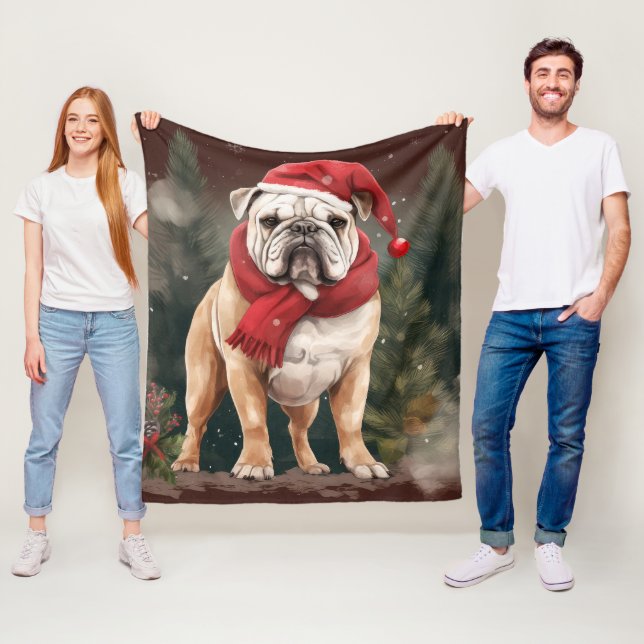 Bulldog in Snow Christmas Fleecedecke (Beispiel)