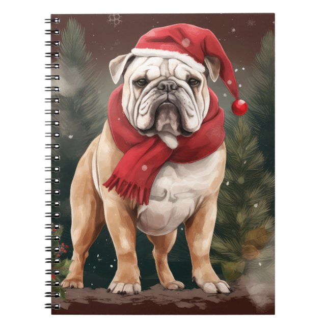 Bulldog in Snow Christmas Notizblock (Vorderseite)