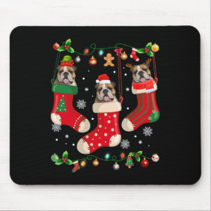 Bulldog in Sock Weihnachten Weihnachten Weihnachts Mousepad