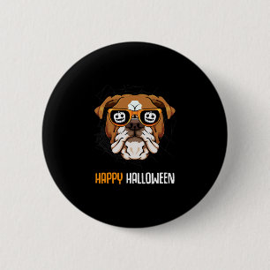Bulldog in Sungles Lazy Halloween Kostümhund Button