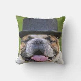 Bulldog in Top Hat Kissen Für Draußen
