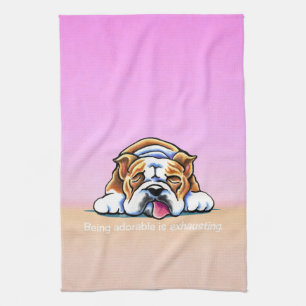 Bulldog ist ein ansprechender rosa Off-Leash Art™ Küchentuch