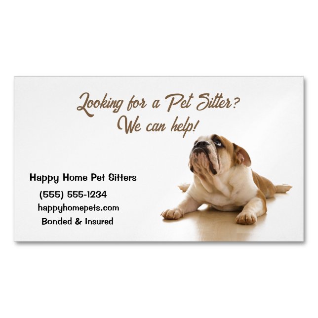 Bulldog ist traurig auf der Suche nach einem Haust Magnetische Visitenkarte (Vorderseite)