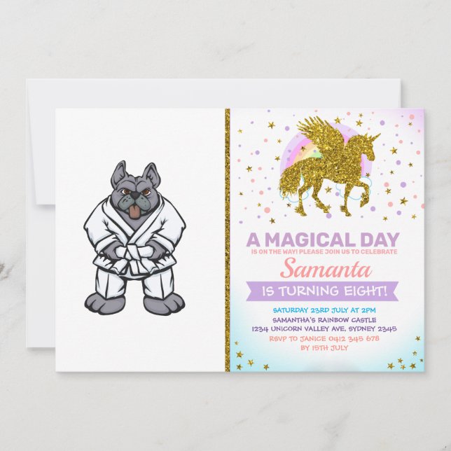 Bulldog jiu jitsu | Hintergrundfarbe auswählen Einladung (Vorderseite)