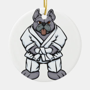 Bulldog jiu jitsu   Hintergrundfarbe auswählen Keramik Ornament