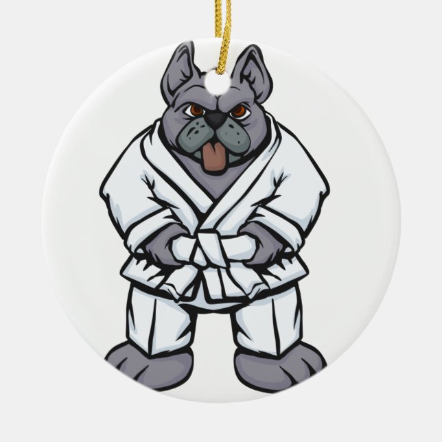 Bulldog jiu jitsu | Hintergrundfarbe auswählen Keramik Ornament (Vorne)