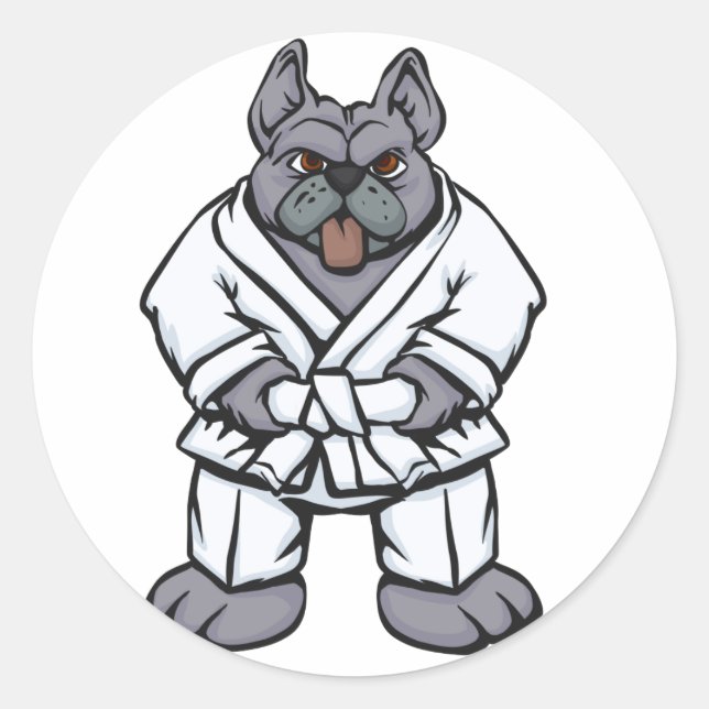 Bulldog jiu jitsu | Hintergrundfarbe auswählen Runder Aufkleber (Vorderseite)