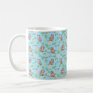 Bulldog-Kaffeetasse Fröhliches Frühlingsblumen-Hun Kaffeetasse