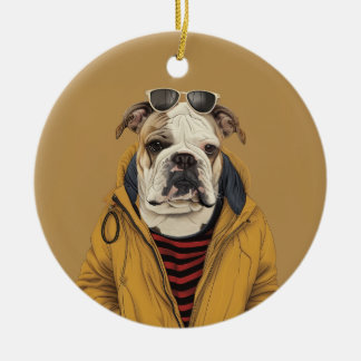 Bulldog Keramik Ornament