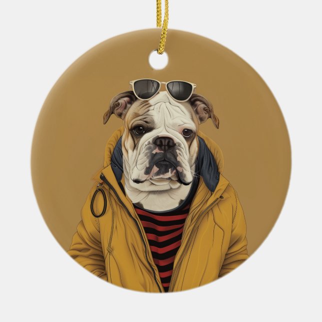 Bulldog Keramik Ornament (Vorne)