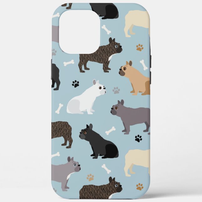 Bulldog-Knochen und Paws Blue Case-Mate iPhone Hülle (Rückseite)
