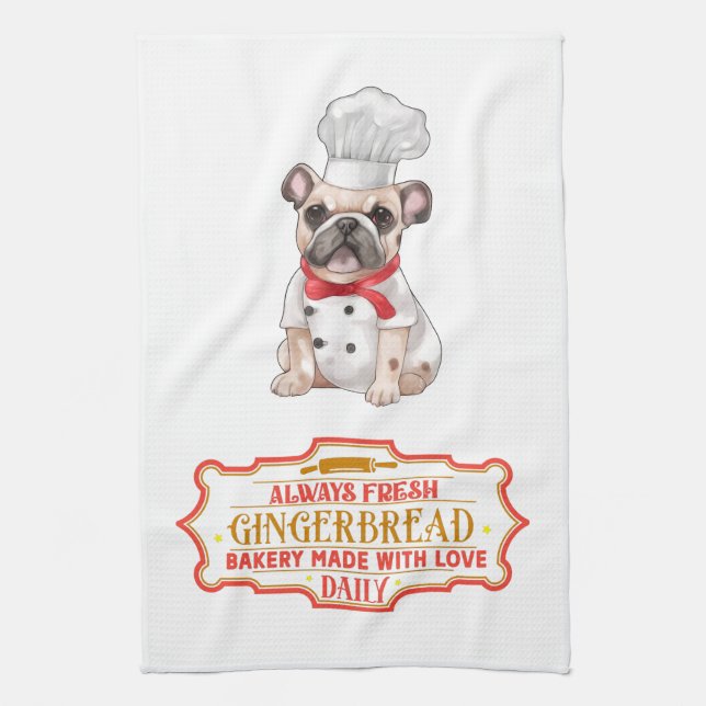 Bulldog-Koch Baking Gingerbrot Geschirrtuch (Vertikal)
