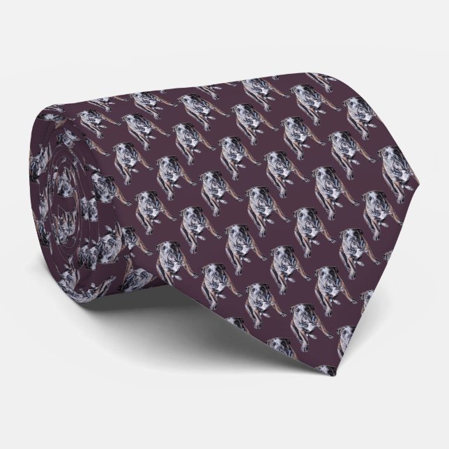 Bulldog Krawatte English Bulldog Neckties Anpassen (Gerollt)