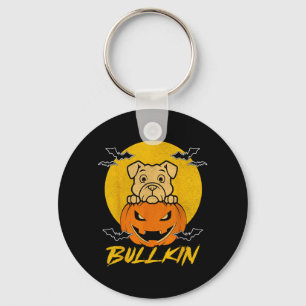 Bulldog Kürbis Bullkin Lustiger Halloween-Hundefan Schlüsselanhänger
