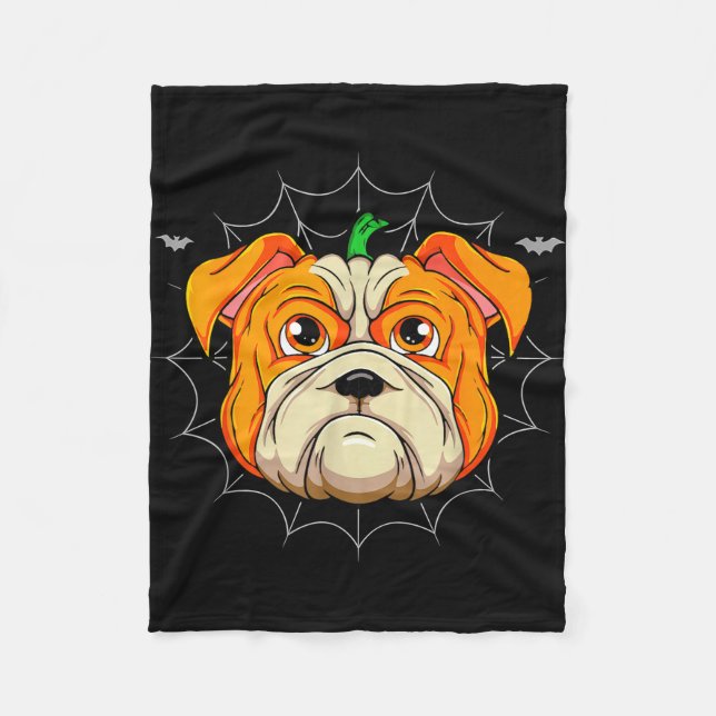 Bulldog-Kürbis  Fleecedecke (Vorderseite)