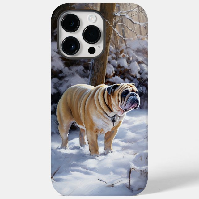 Bulldog lassen es Schnee Weihnachten gebürstet Case-Mate iPhone Hülle (Rückseite)