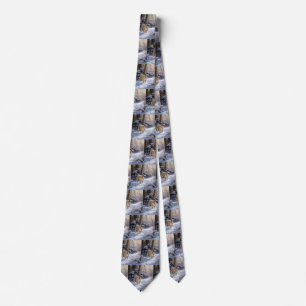 Bulldog lassen es Schnee Weihnachten gebürstet Krawatte