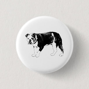 Bulldog Laune, Schwarz-Weiß-Spaß Button