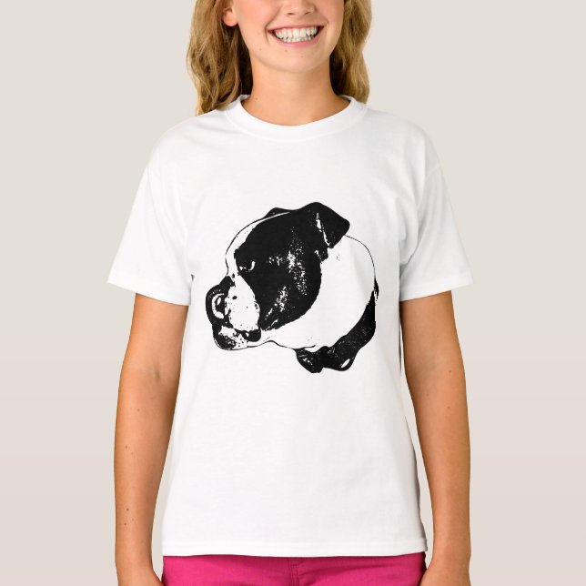 Bulldog Leck Blick Winter T-Shirt (Vorderseite)