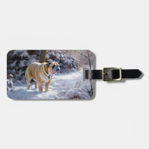 Bulldog Let It Snow Weihnachten Gebürstet Gepäckanhänger