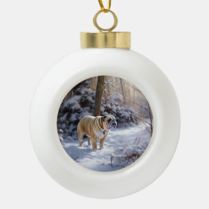 Bulldog Let It Snow Weihnachten Gebürstet Keramik Kugel-Ornament