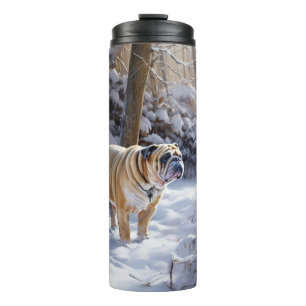 Bulldog Let It Snow Weihnachten Gebürstet  Thermosbecher
