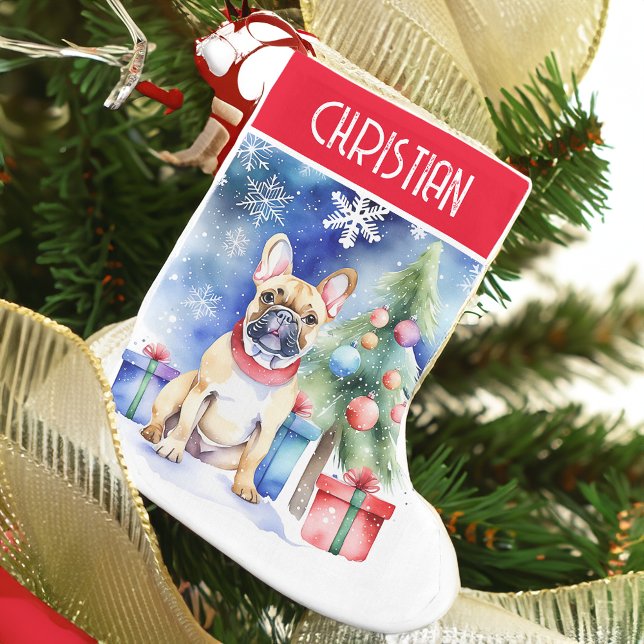 Bulldog-Leute Weihnachtsgeschenke Kleiner Weihnachtsstrumpf (French bulldog personalized Christmas stocking pet dog lovers Christmas gifts cute puppy bulldog)