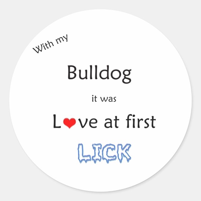 Bulldog-Liebe bei First Lick - Aufkleber (Vorderseite)
