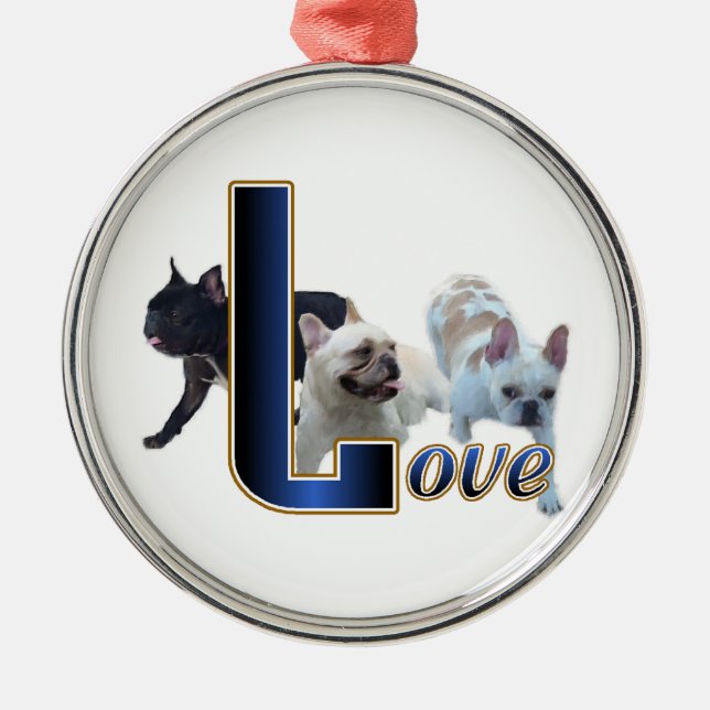 Bulldog-Liebe Ornament Aus Metall (Vorne)