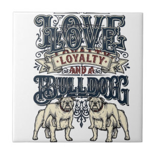 Bulldog-Liebe-Shirt Vintage-Gravur-Hunde-Zitat Des Fliese