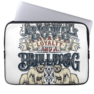 Bulldog-Liebe-Shirt Vintage-Gravur-Hunde-Zitat Des Laptopschutzhülle