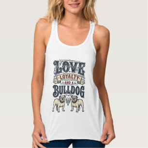 Bulldog-Liebe-Shirt Vintage-Gravur-Hunde-Zitat Des Tank Top