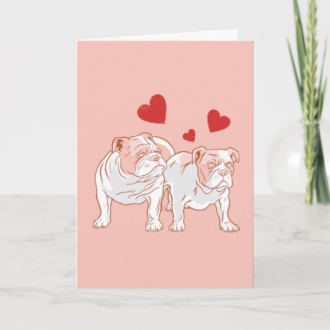 Bulldog Liebe Valentine Karte (Vorderseite)
