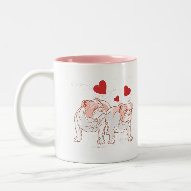Bulldog-Liebe Zweifarbige Tasse (Links)