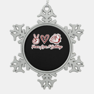 Bulldog Liebhaber Bulldog Peace Liebe Bulldog Ei Schneeflocken Zinn-Ornament