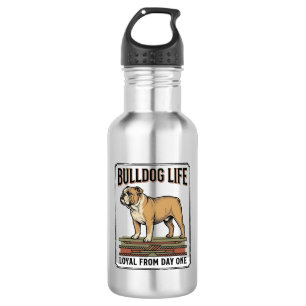 Bulldog-Liebhaber-Shirt Vintage gravierte Hundekun Edelstahlflasche