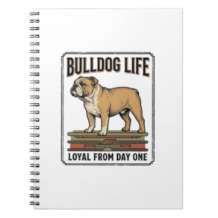 Bulldog-Liebhaber-Shirt Vintage gravierte Hundekun Notizblock