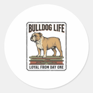 Bulldog-Liebhaber-Shirt Vintage gravierte Hundekun Runder Aufkleber