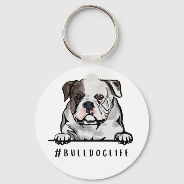 Bulldog Life English Bulldog Illustration Unterset Schlüsselanhänger (Vorderseite)