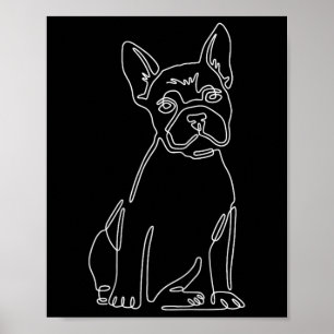 Bulldog Line Art Niedlich Fun Dog Mama Poster