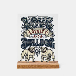Bulldog Love Shirt Vintage Gravur Hunde Zitat Des Acrylschild
