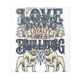 Bulldog Love Shirt Vintage Gravur Hunde Zitat Des Notizblock