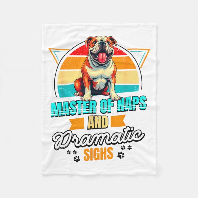 Bulldog Lover Funny Bulldog Retro  Fleecedecke (Vorderseite)